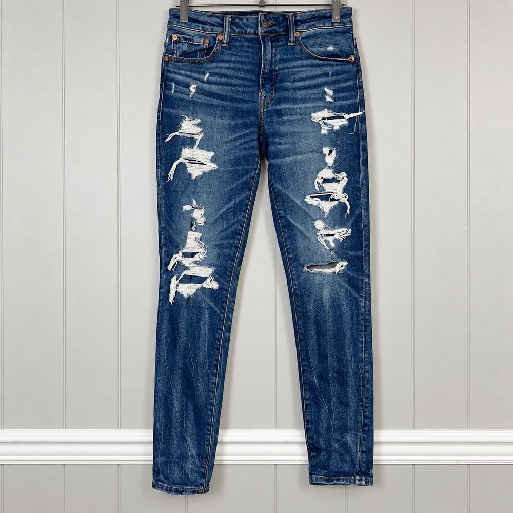American Eagle Athletic Skinny Jeans Mens 28x32 (28x31) Ripped Distressed